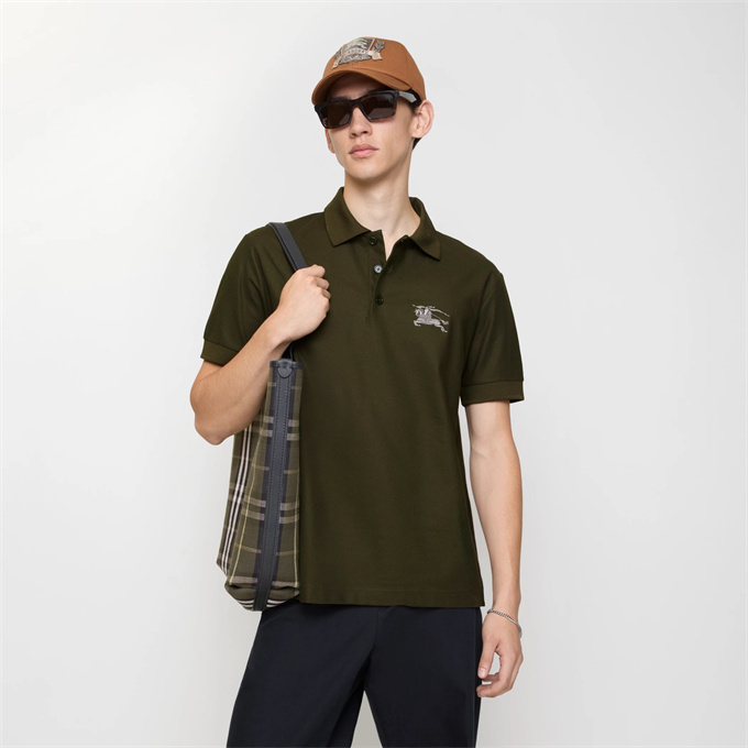 burberry metallic ekd embroidery cotton pique polo shirt